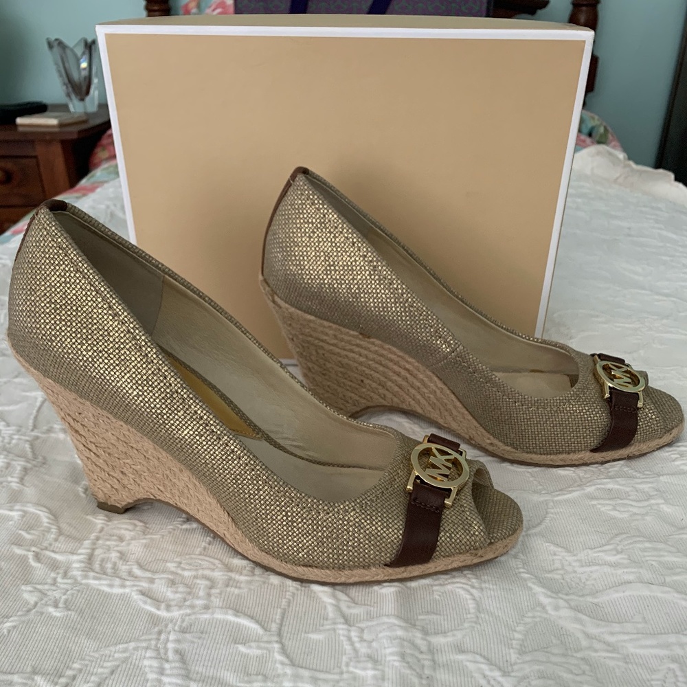 Gold Open Toe Wedge - image 2